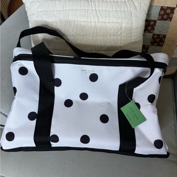 Kate spade deco dot cooler white with black polka dots - Picture 1 of 10